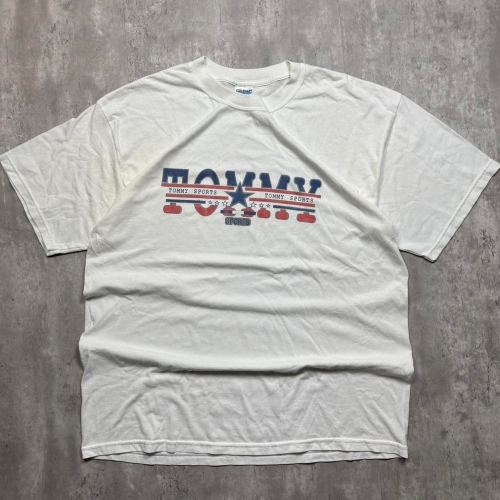 Tommy Sport Skater Tee Mens XL White Y2K Graphic Print Short Sleeve
